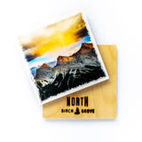 Three Sisters Mountains <br>Birch Wood Photo Coaster <br> 4x4" Matte Finish